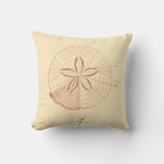 Vintage Sand Dollar Beach Illustration Throw Pillow