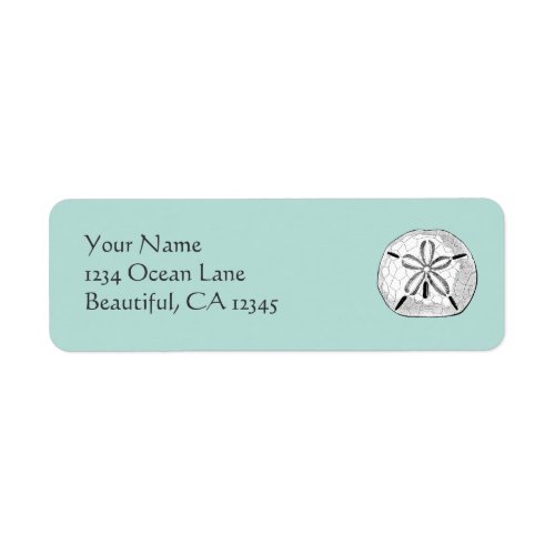 Vintage Sand Dollar on Aqua Seashell Beach Address Label