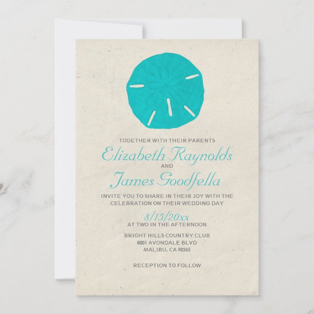 Vintage Sand Dollar Wedding Invitations (Front)