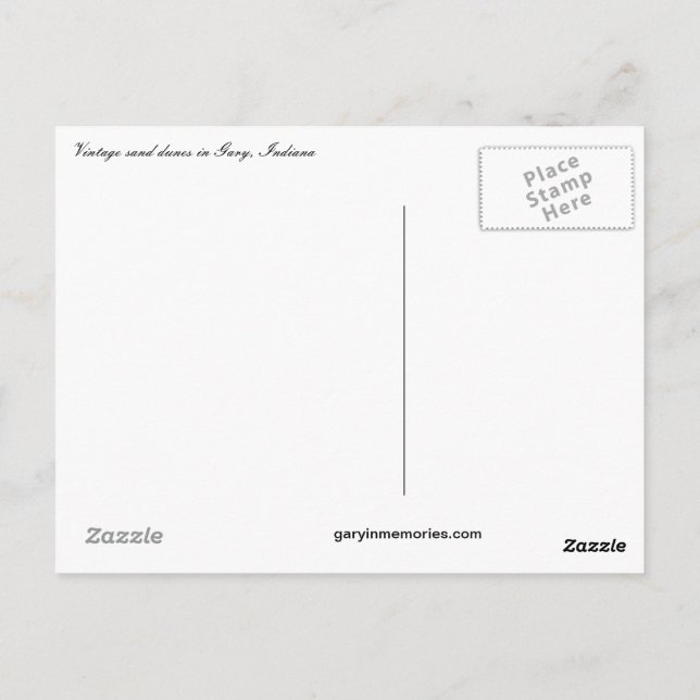 Vintage sand dunes in Gary IN Postcard (Back)