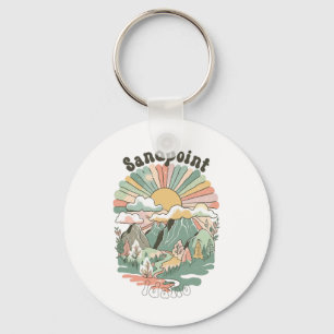 Vintage Sandpoint Idaho Mountains Hiking Sunset Gr Keychain