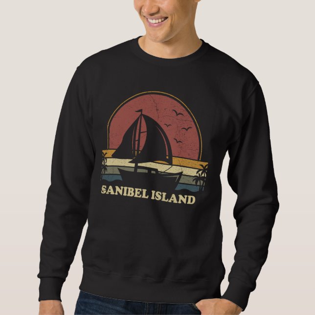 Vintage Sanibel Island Sailing Sailboat Boating Sa Sweatshirt (Front)
