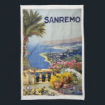 Vintage Sanremo Italy hand towel<br><div class="desc">Using the "Customize it" function,  add your own text if you wish. See my store for more items with this print.</div>