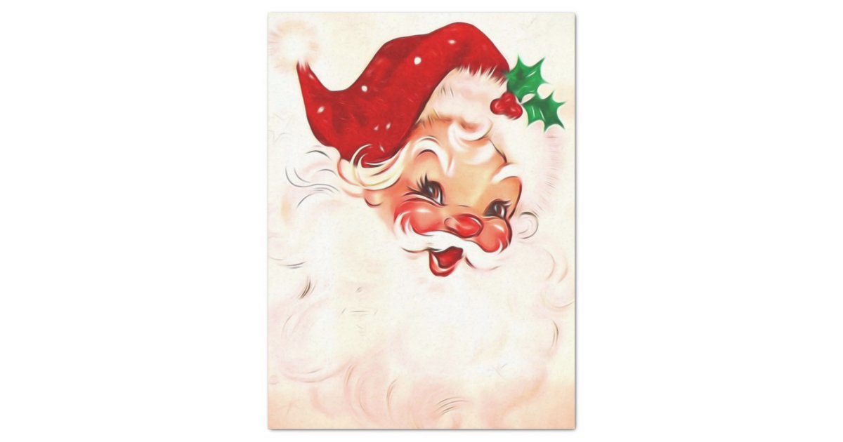 Vintage Santa 4 Tissue Paper | Zazzle