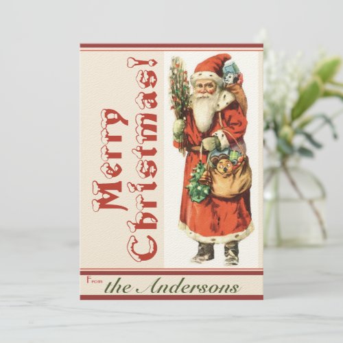 Vintage Santa 5 with Christmas Song Holiday Invitation