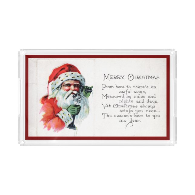 Vintage Santa Acrylic Serving Tray (Front)