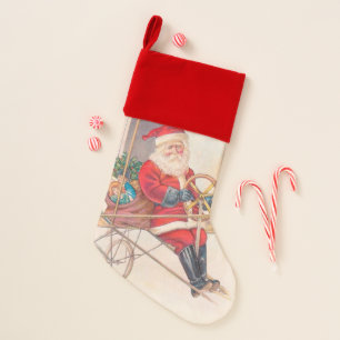 Vintage Santa Airship Fantasy Christmas Stocking