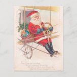 Vintage Santa Airship Fantasy Holiday Postcard