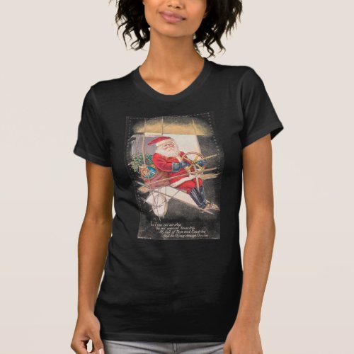 Vintage Santa Airship Fantasy T_Shirt