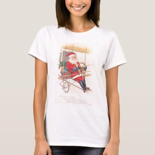 Vintage Santa Airship Fantasy T_Shirt