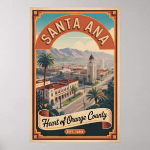 Vintage Santa Ana California Retro Travel Poster