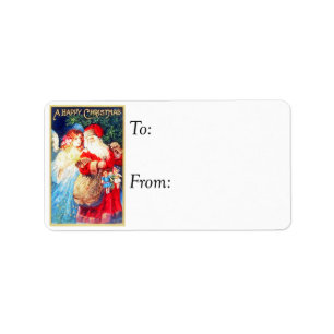 Vintage Santa and Angel Gift Tag