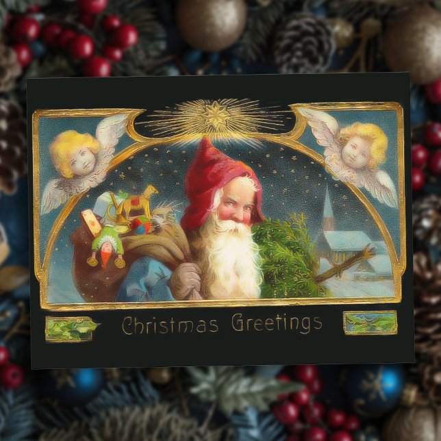 Vintage Santa and Angels Christmas Postcard (Creator Uploaded)