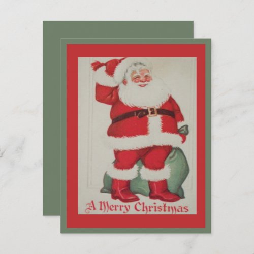 Vintage Santa And Bag Of Toys Custom Christmas Note Card