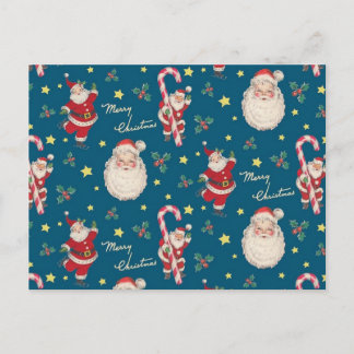 Vintage Santa and Candy Cane wrap postcard