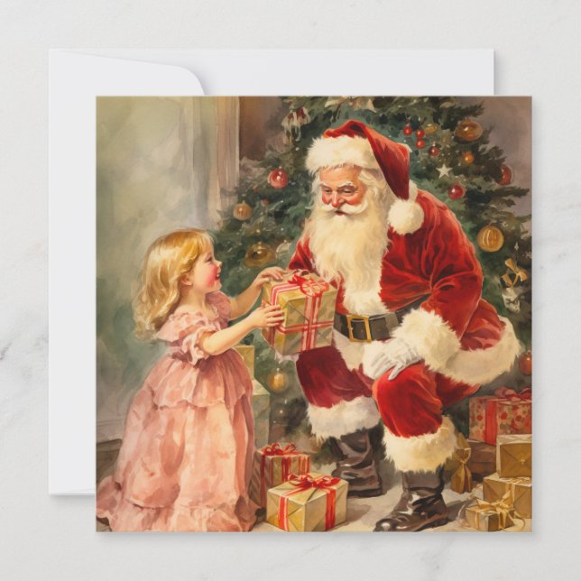 Vintage Santa and Child Christmas Card (Front)