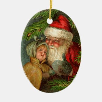 Vintage Santa And Child Ornament by slowtownemarketplace at Zazzle