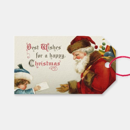 Vintage Santa and Child with Christmas Letter Gift Tags