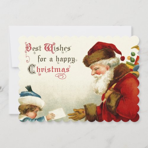 Vintage Santa and Child with Christmas Letter Holiday Card
