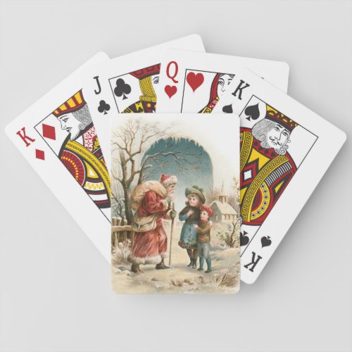 Vintage Santa and Children Poker Cards