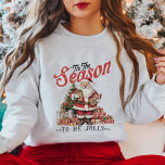Vintage Santa and Christmas Tree Sweatshirt<br><div class="desc">Tis The Season To Be Jolly sweatshirt</div>