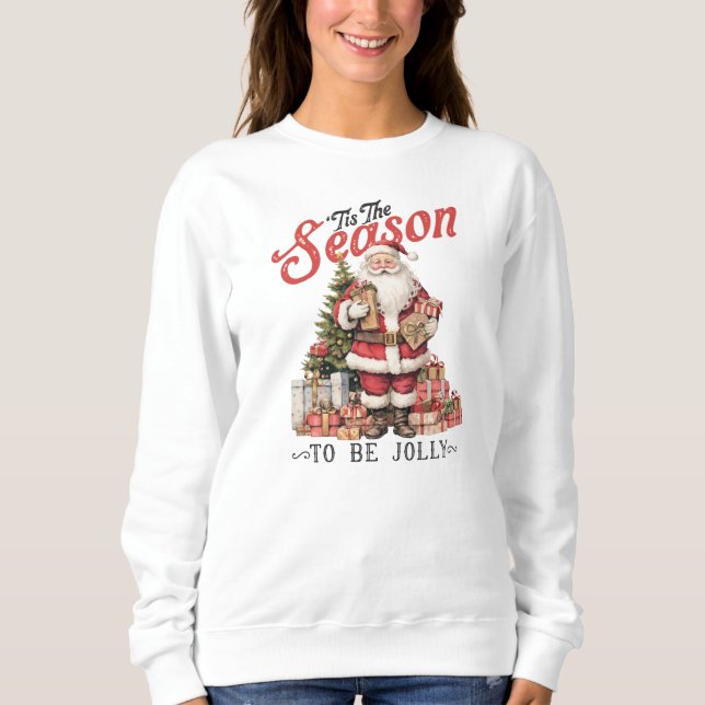 Vintage Santa and Christmas Tree Sweatshirt (Front)
