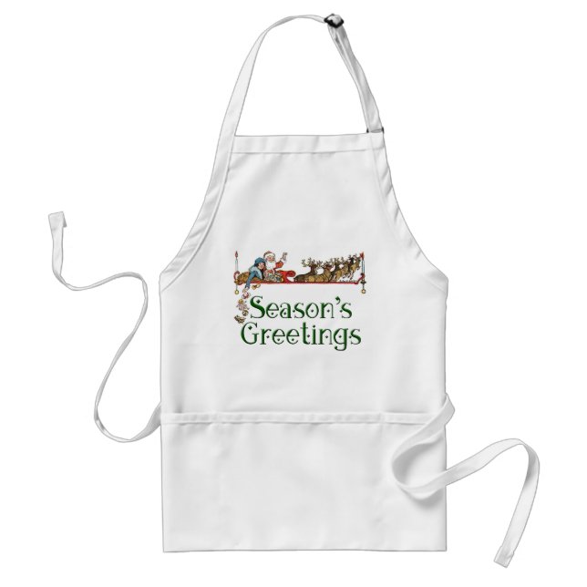 Vintage Santa and Helper Adult Apron (Front)