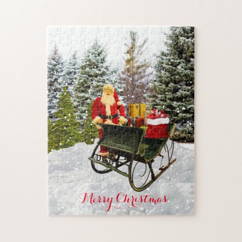 Vintage Santa and His Sleigh Christmas Jigsaw Puzzle