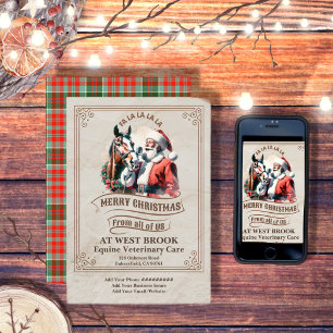 Vintage Santa And Horse Christmas Invitation