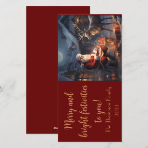 Vintage Santa and Reindeer Personalised Card