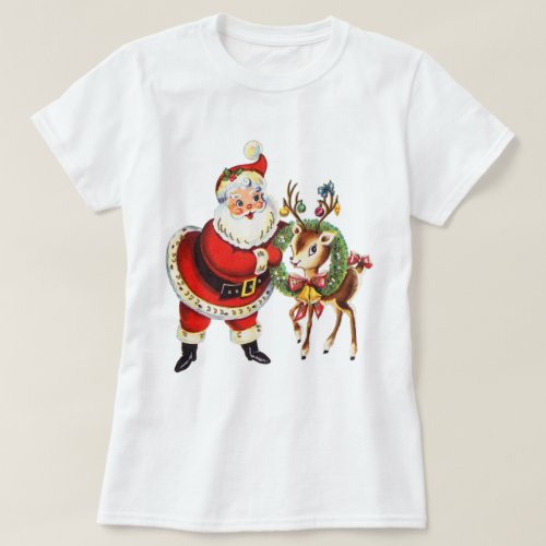 vintage santa and reindeer shirt