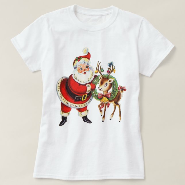 vintage santa and reindeer shirt (Design Front)