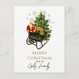 Vintage Santa and Sleigh Christmas Holiday 