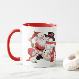 Vintage Santa and snowman Mug