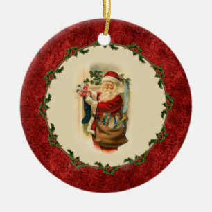 Vintage Santa and Stockings Ornament