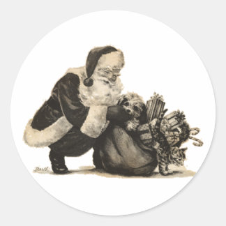 Vintage Santa and Toy Bag  Sticker