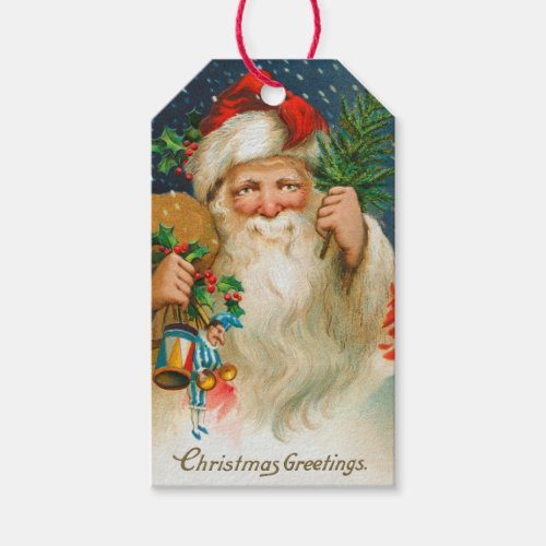 Vintage Santa and Toys Gift Tag