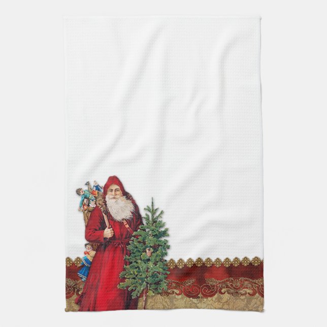 Vintage Santa and Tree Towel (Vertical)