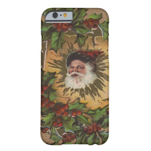 Vintage Santa Antique Holly Christmas Barely There iPhone 6 Case