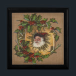 Vintage Santa Antique Holly Christmas Gift Box<br><div class="desc">This vintage Santa and Christmas holly image is from an old fashioned Christmas card from the 1800s.</div>