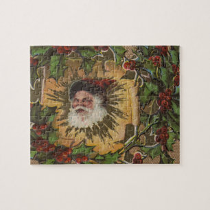 Vintage Santa Antique Holly Christmas Jigsaw Puzzle