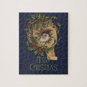Vintage Santa Antique Holly Christmas Jigsaw Puzzle