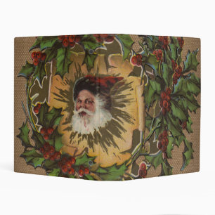 Vintage Santa Antique Holly Christmas Mini Binder