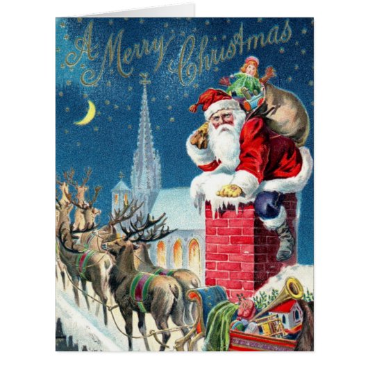 Vintage Santa at Christmas Cards (Front)