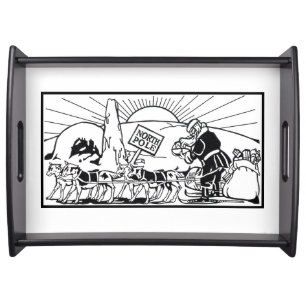 Vintage Santa at the North Pole Serving Tray