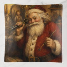 Vintage Santa at the Telephone Oil Painting