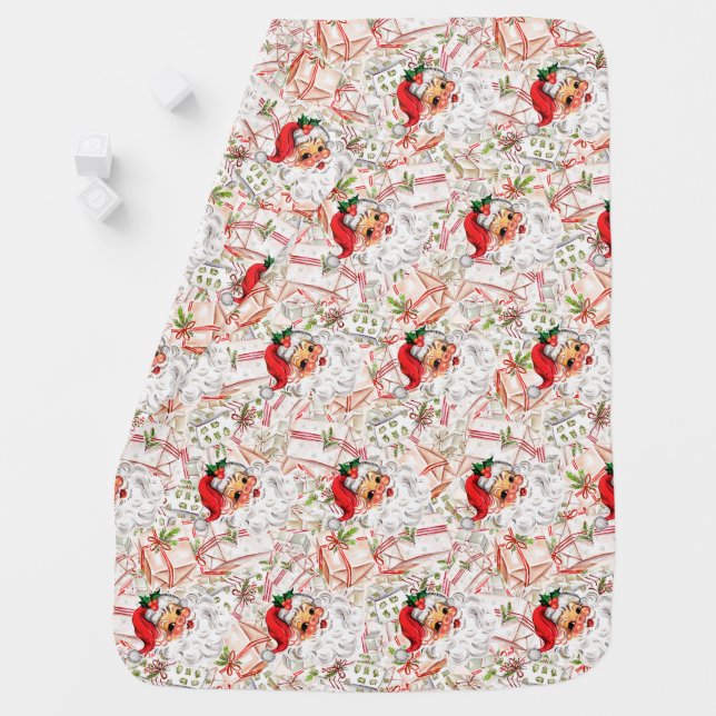 Vintage Santa Baby Blanket Personalized Gift (In Situ)