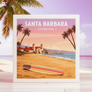 Vintage Santa Barbara California Ceramic Tile
