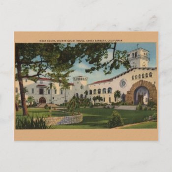 Vintage Santa Barbara County Court House Postcard by RetroMagicShop at Zazzle