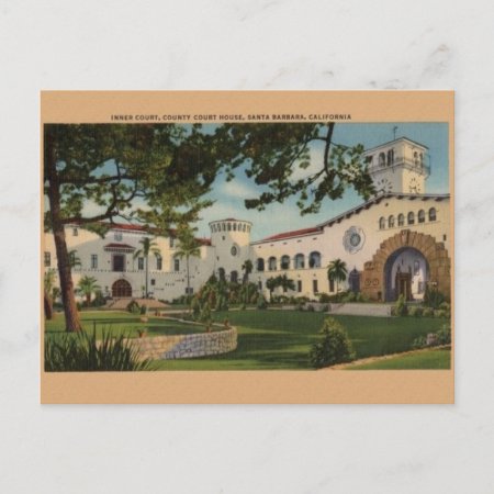 Vintage Santa Barbara County Court House Postcard